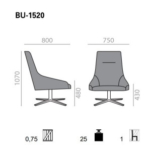 Butaca Alya BU-1520. Diseño único con base giratoria de Andreu World.