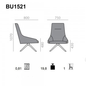 Butaca Alya BU-1521. Base giratoria ideal para oficinas o estudios.
