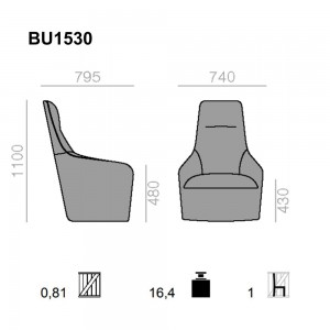 Butaca para residencias Alya BU-1530 de Andreu World. Diseños tapizados.