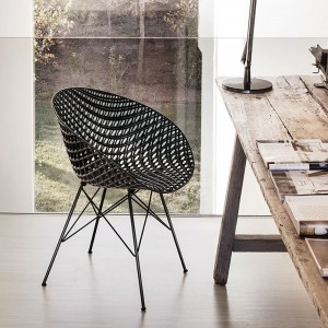 Sillas de policarbonato y acero SMatrik de Kartell. Diseño moderno.