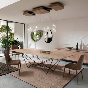 Mesa Fil8 Extensible de Ozzio design. Mesa de madera rectangular.