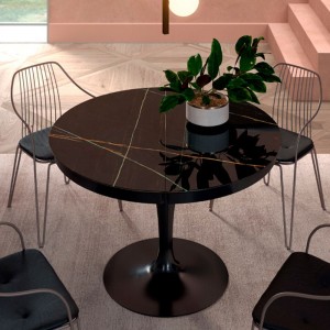 Mesa Eclipse extensible con sobre cristal o cerámica de Ozzio design.