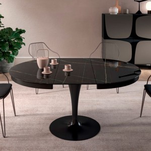 Mesa Eclipse extensible con sobre cristal o cerámica de Ozzio design.