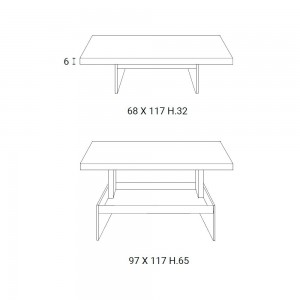 Mesa elevable Bellagio de Ozzio. Mobiliario de diseño. Mesas de centro.