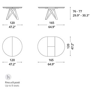 Mesa extensible Emisfero Legno de comedor o salón de Ozzio design.