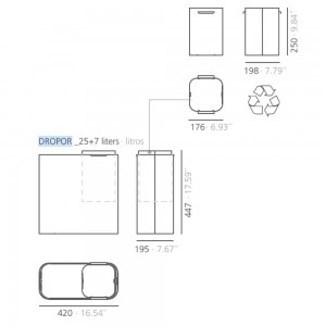 Papelera Drop con contenedor desechos de Systemtronic. Muebles oficina diseño.