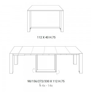 Mesa/consola A3 de Ozzio design. Cónsola- mesa comedor transformables.