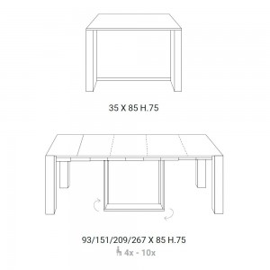 Mesa/consola A4 de Ozzio design. Consola transformables a mesa.