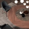Mesa giratoria para salón DNA con sobre de madera de Ozzio Design.