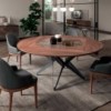 Mesa giratoria para salón DNA con sobre de madera de Ozzio Design.