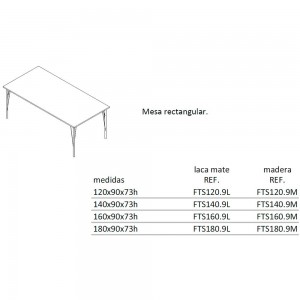 Mesa rectangular elegante Feel de Arlex. Mobiliario de diseño.