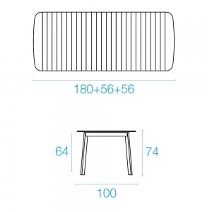 Mesa Extensible rectangular diseñada para ambientes exteriores de Emu.