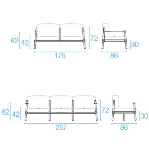 Sofá 2 o 3 plazas Terramare de diseño elegante y moderno de Emu.