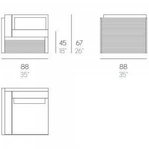 Sofá modular 6 DNA Teca para terraza de Gandia Blasco. Sofá de diseño.