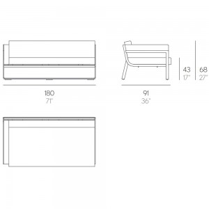 Sofá Flat Modular 1 de Gandía Blasco. Sofá de diseño para exteriores.