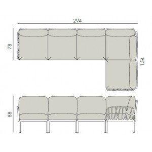 Sofá modular Komodo 5 de Nardi. Muebles complementarios para exterior.