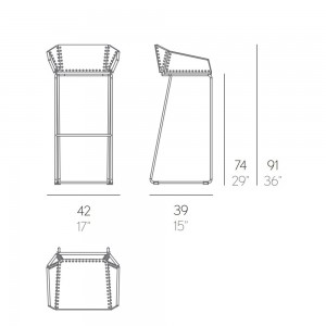 Taburete moderno alto con respaldo Textile para Jardín de Gandia Blasco.