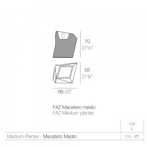 Macetero Medio Light Faz con Iluminación Led |Vondom