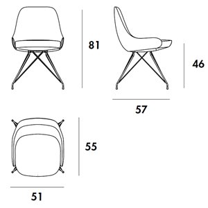 Silla Cadira S Wire de Sovet Italia. Silla tapizada con base de metal.
