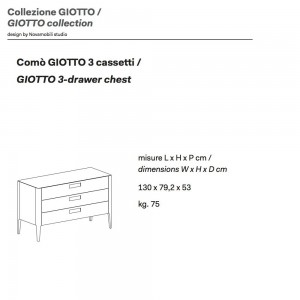 Cómoda Giotto de seis cajones original y moderna de Novamobili. Excelente diseño.