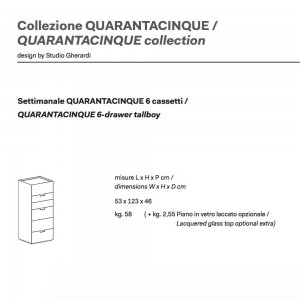 Sinfonier Quarantacinque de 6 cajones de  Novamobili. Excelente diseño.