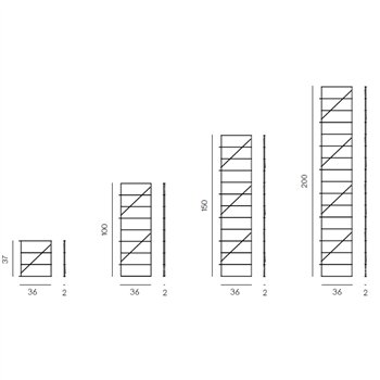 Soporte pared Tria 36 Mobles 114. Estantería modular en acero para salones.