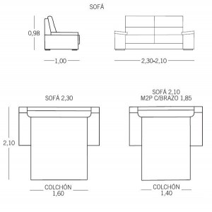 Sofá cama 2 Plazas Milán de ES Interiorismo. Puf cama y Sofas cama.