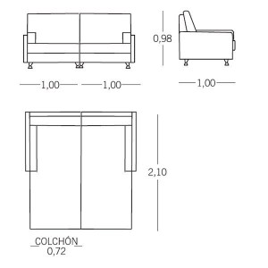 Sofá cama 2 plazas individuales Berlín de ES Interiorismo. Puf cama y Sofas cama.
