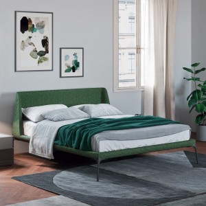 Cama Velvet Tapizada y elegante de Novamobili. Camas matrimoniales modernas.