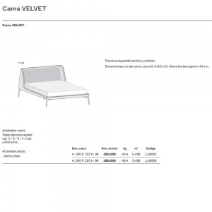 Cama Velvet Tapizada y elegante de Novamobili. Camas matrimoniales modernas.