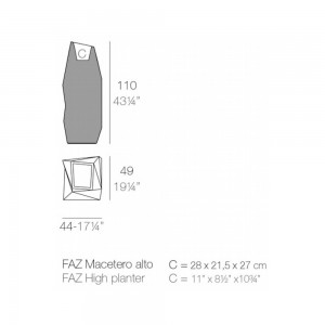 Macetero Alto Faz con Autorriego Mate Fabricado en Resina