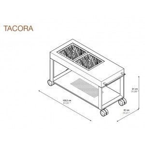 Barbacoa de carbón con ruedas moderna Tacora en acero inoxidable de Fesfoc