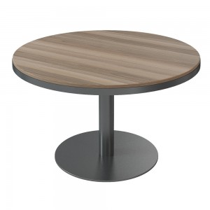 Mesa de juntas redonda moderna de melanina con base de metal de ofifran