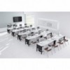 Mesa de oficina rectangular moderna con acabados en metal y madera de ofifran