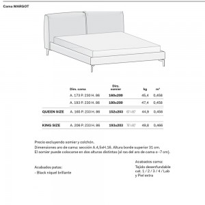 Cama elegante Margot tapizada de Novamobili. Camas matrimoniales modernas.