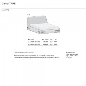 Cama Elegante y distinguida Tape tapizada de Novamobili. Camas matrimoniales.