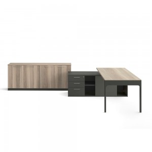 Mesa de oficina ejecutiva moderna de perfil alto con 3 cajones en melamina de ofifran
