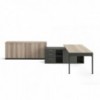 Mesa de oficina ejecutiva moderna de perfil alto con 3 cajones en melamina de ofifran