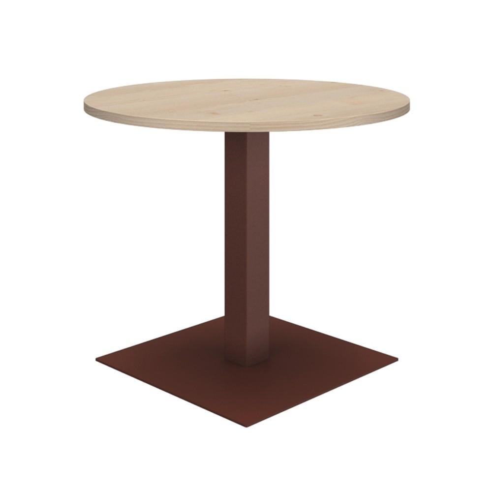 Mesa de reuniones redonda diseñada en melanina con base de metal de ofifran