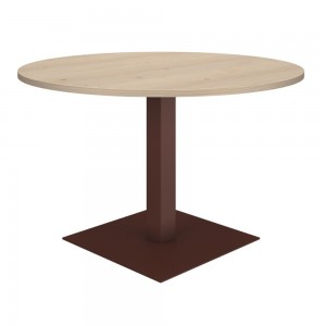 Mesa de reuniones redonda diseñada en melanina con base de metal de ofifran