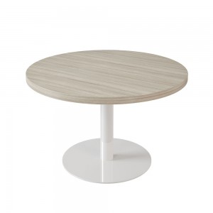 Mesa moderna de juntas redonda diseñada en melanina con base de metal de ofifran
