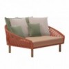 Cama Daybed exterior con pies de teca y tapizado Bela Rope colección Bitta de Kettal.
