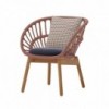 Sillón comedor exterior pies de teca con cuerdas Bela Rope colección Cala de Kettal.