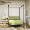 Cama individual Kap con cabecera tapizada ideal para cuartos de niños. Diseño italiano y elegante