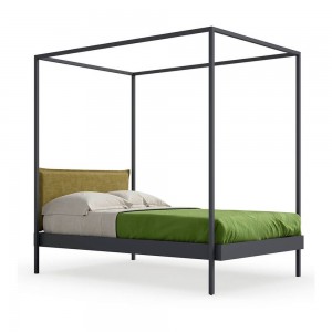 Cama individual Kap con cabecera tapizada ideal para cuartos de niños. Diseño italiano y elegante