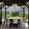 Mesa Comedor Ø180 exterior con base de aluminio, colección Cala de Kettal.