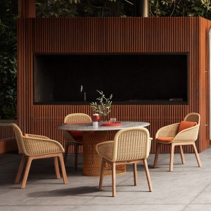 Sillón comedor exterior de la colección Vimini de Kettal.