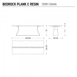 Mesa rectangular Bedrock Plank C Resina de Riva1920 con un diseño de lujo y alta calidad.