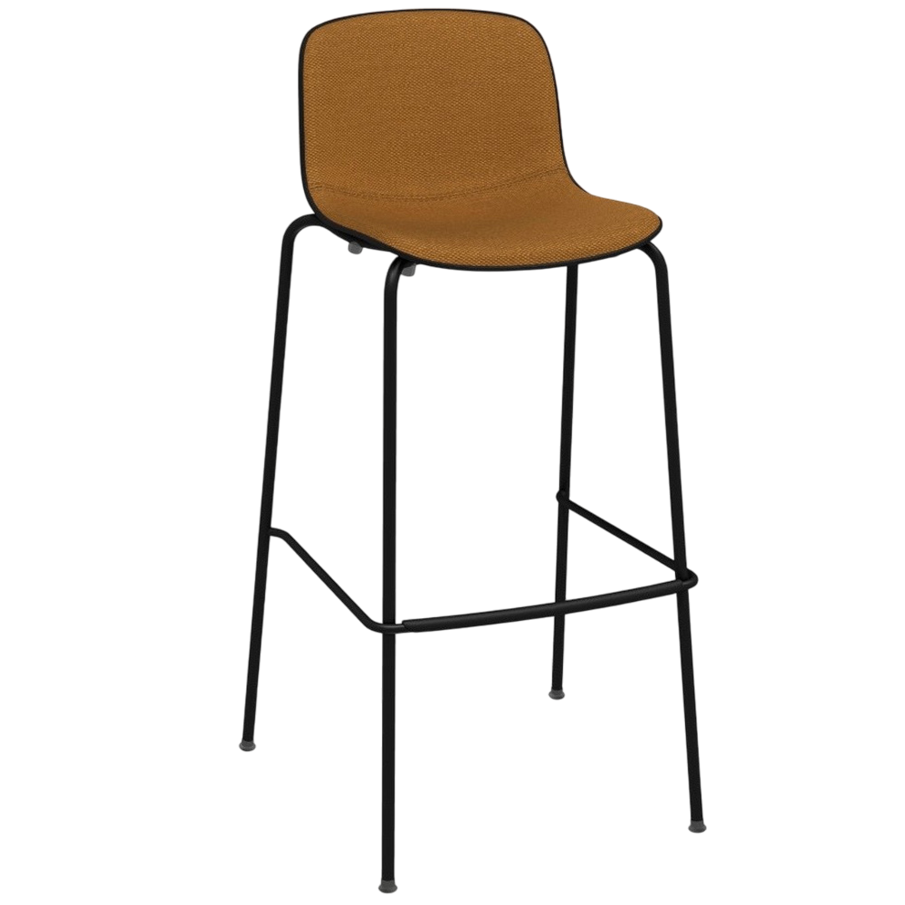 Taburete Troy Madera Tapizado Acero. Taburete de diseño contemporáneo.