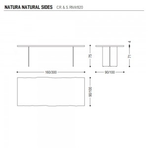 Mesa comedor madera rectangular Natura Natural Sides de Riva1920 con un diseño natural de alta calidad y madera maciza italiana